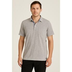 Faherty Heathered Striped Polo Shirt XXL Gray